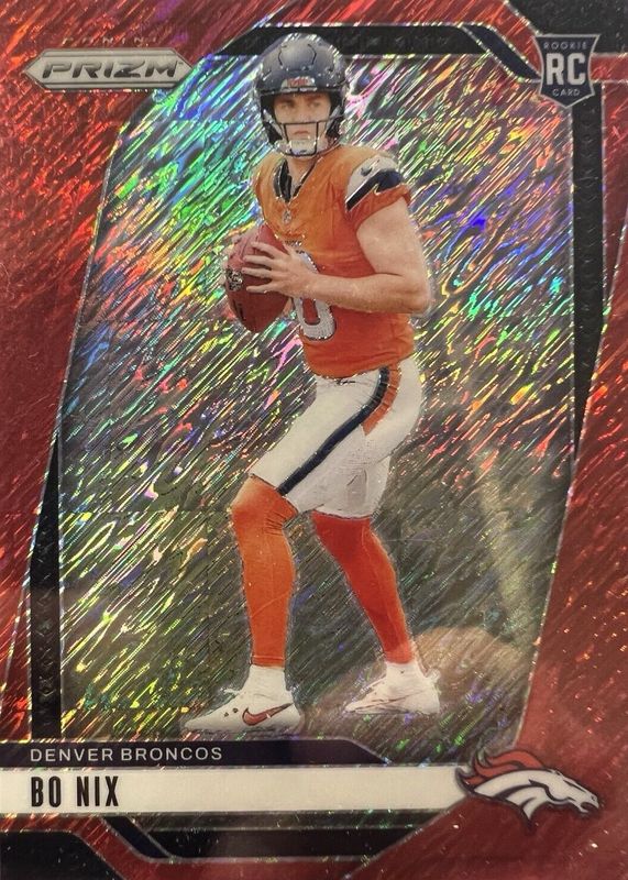 Bo Nix 2024 Prizm #309 Red Shimmer /35 Rookie RAW