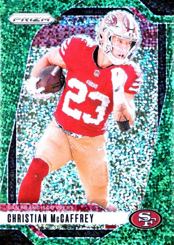 Christian McCaffrey 2024 Prizm #250 Green Sparkle /8 RAW