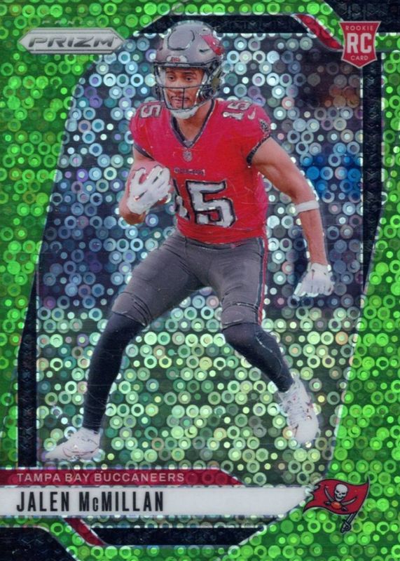 Jalen McMillan 2024 Prizm #338 No Huddle Neon Green /10 Rookie RAW