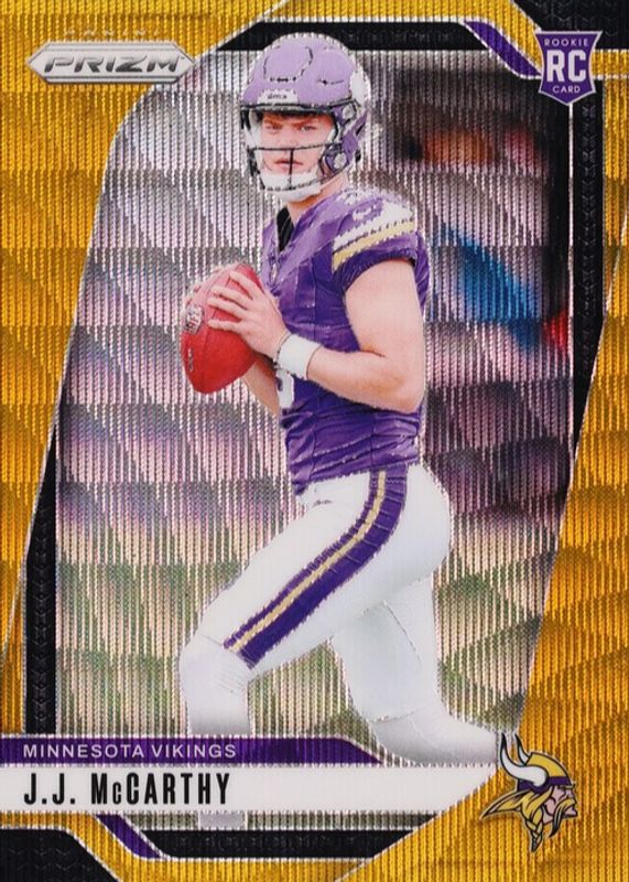JJ McCarthy 2024 Prizm #400 Gold Wave /10 Rookie RAW