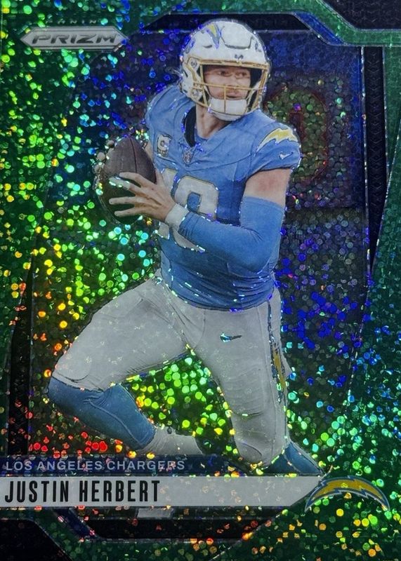 Justin Herbert 2024 Prizm #157 Green Sparkle /8 RAW
