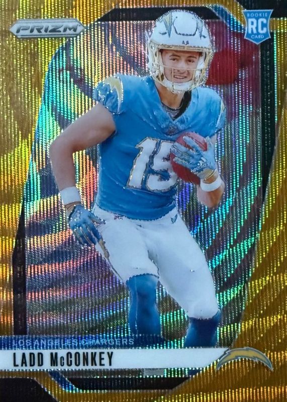 Ladd McConkey 2024 Prizm #365 Gold Wave /10 Rookie RAW