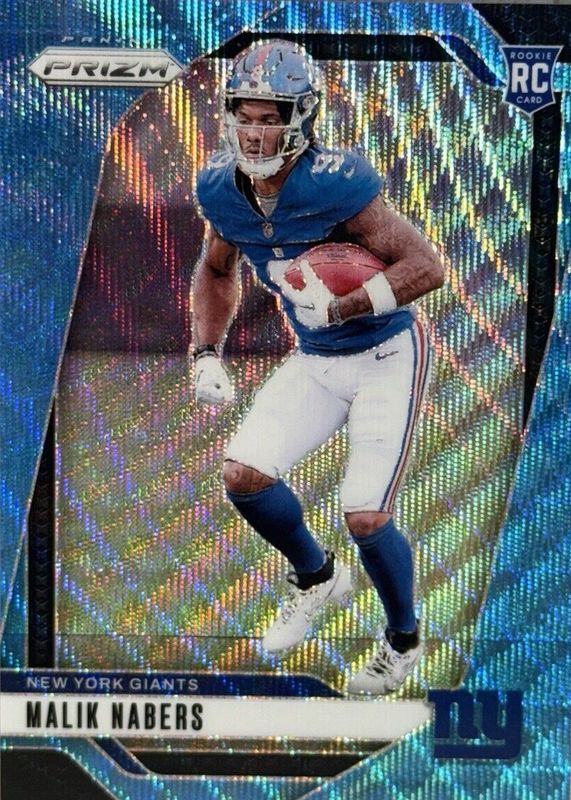 Malik Nabers 2024 Prizm #370 Blue Wave /230 Rookie RAW