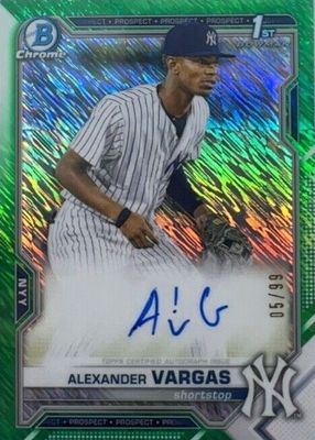 2021 Bowman #CPA-AV Chrome Prospect Auto - Green Shimmer Refractor /99 (1st)