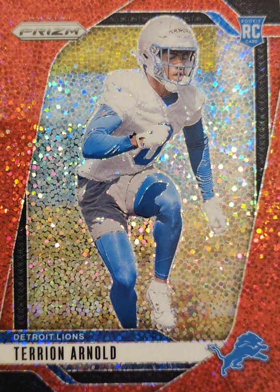 Terrion Arnold 2024 Prizm #389 Red Sparkle /(SSP) Rookie RAW