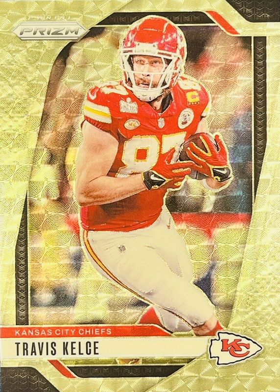 Travis Kelce 2024 Prizm #140 Gold Vinyl /5 RAW