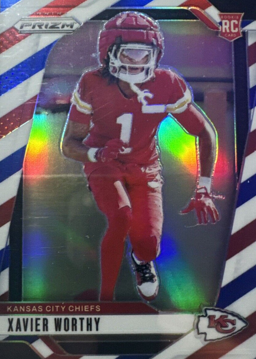 Xavier Worthy 2024 Prizm #399 Red White Blue Price Guide - Sports