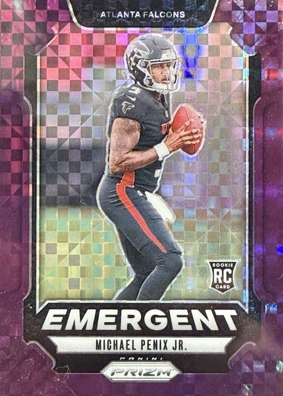 Michael Penix Jr. 2024 Prizm #20 Emergent - Purple Power /49 Rookie RAW