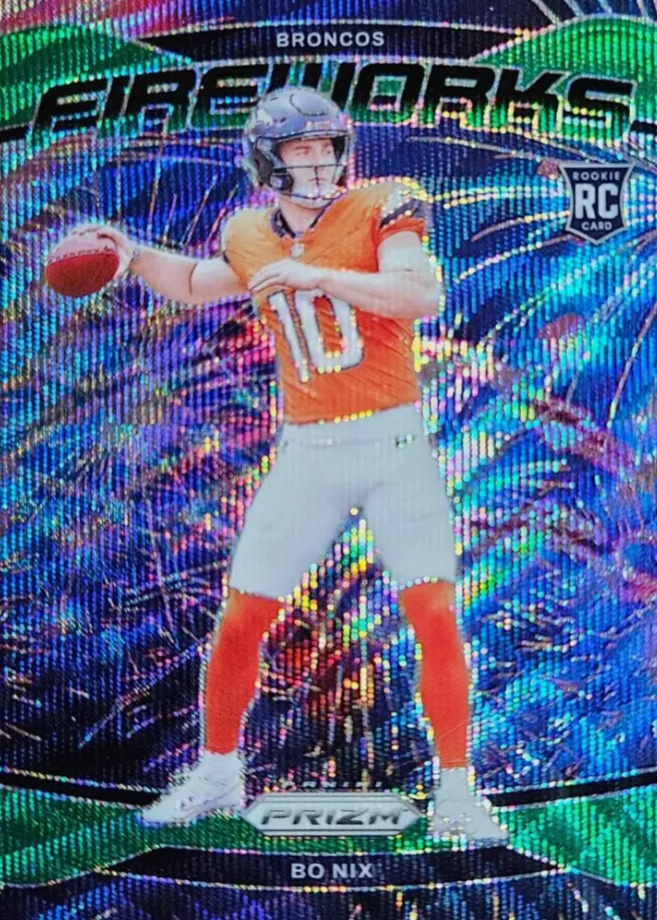Bo Nix 2024 Prizm #23 Fireworks - Green Wave Price Guide - Sports