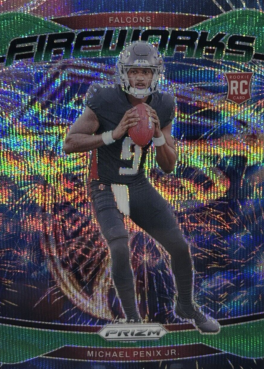Michael Penix Jr. 2024 Prizm #16 Fireworks - Green Wave Price