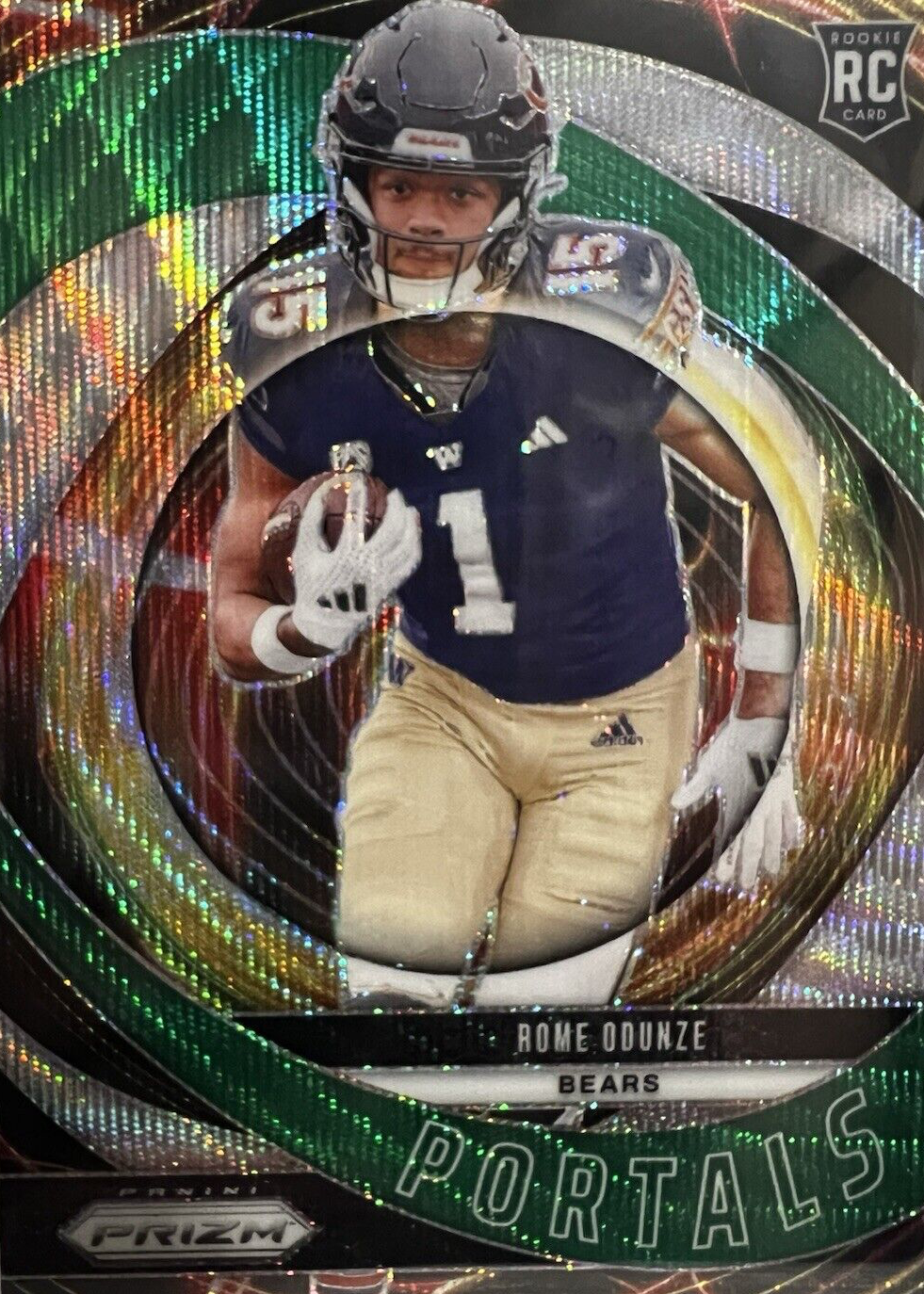 Rome Odunze 2024 Prizm #9 Portals - Green Wave Price Guide