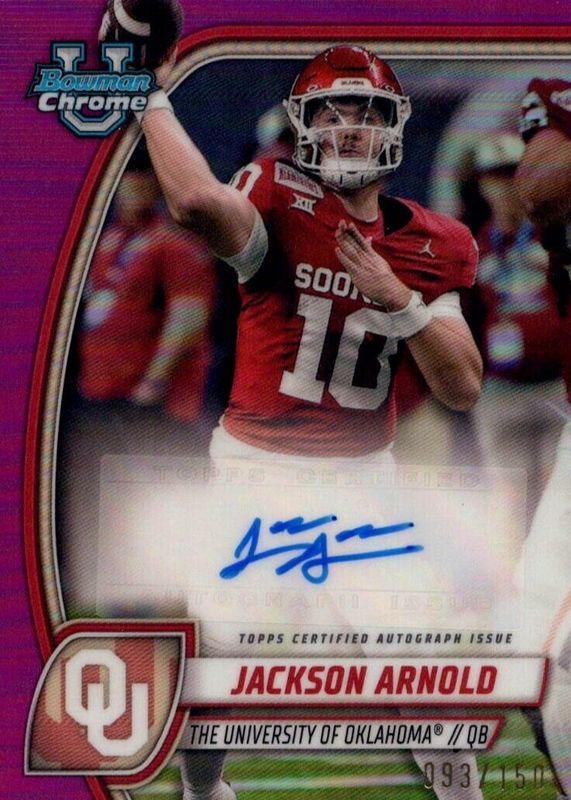 Jackson Arnold 2024 Bowman Chrome University #PA-JAR Prospect Auto - Fuchsia Refractor /150 PSA 10