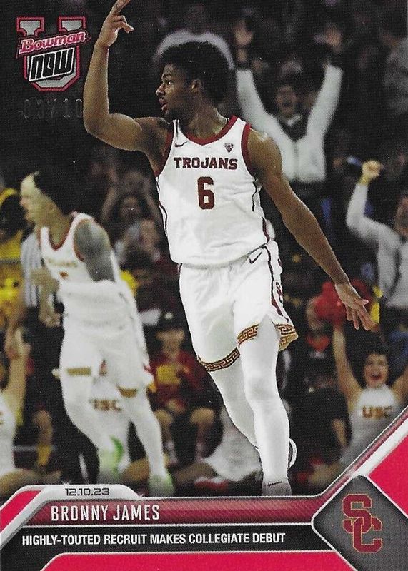 Bronny James Jr. 2023 Bowman U Now #16 Red /10 RAW