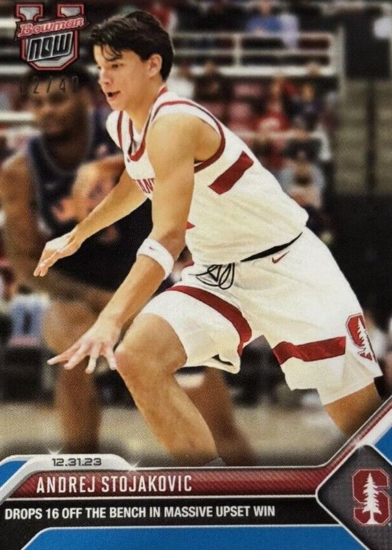 Andrej Stojakovic 2023 Bowman U Now #25 Blue /49 RAW