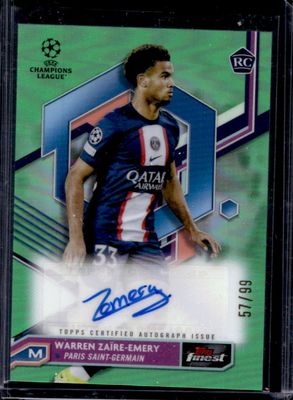 2022 Topps Finest UEFA Club Competitions #A-WZ Autographs - Neon Green Refractor /99