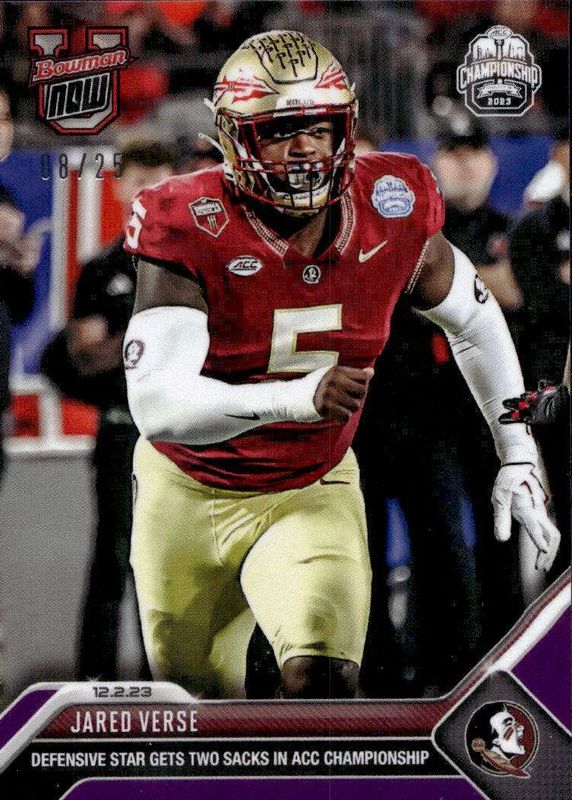 Jared Verse 2023 Bowman U Now #38 Purple /25 RAW