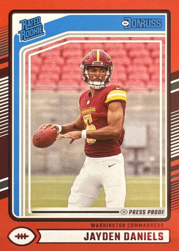 Jayden Daniels 2024 Donruss #389 Press Proof Red Rookie RAW