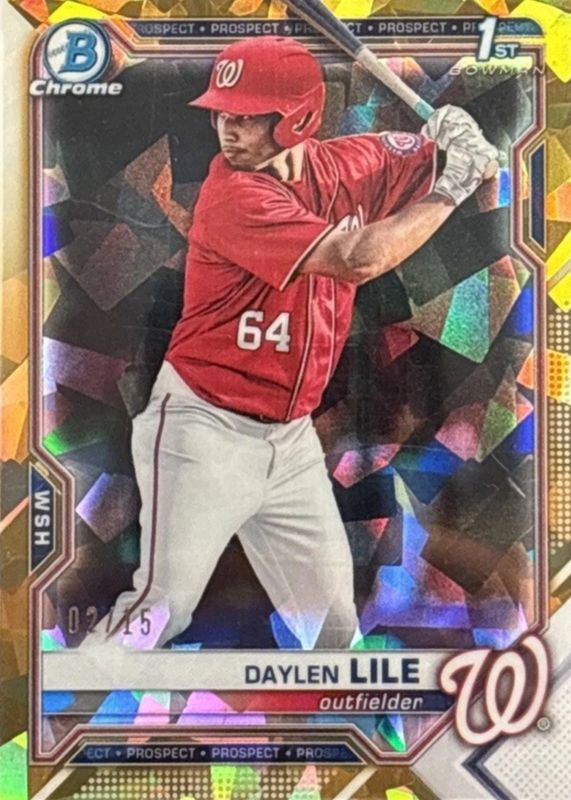 Daylen Lile 2021 Bowman Draft Sapphire Edition #BDC-18 Chrome - Gold /15 (1st) Rookie RAW