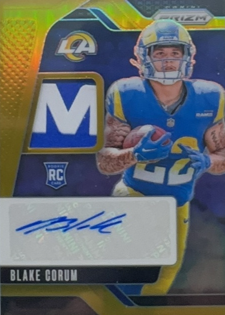 Blake Corum 2024 Prizm #RPA-BCM Rookie Patch Auto - Gold /10 Price