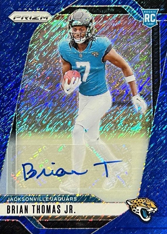 Brian Thomas Jr. 2024 Prizm #314 Rookie Autographs - Blue Shimmer /25 RAW