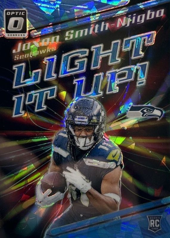 Jaxon Smith-Njigba 2023 Optic #LU-JSN Light It Up - Ice /15 Rookie RAW