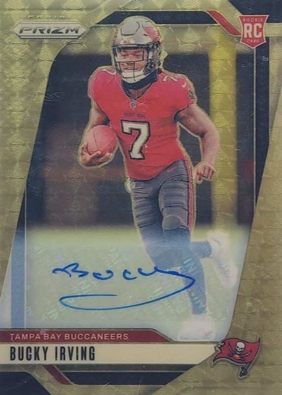 Bucky Irving 2024 Prizm #316 Rookie Autographs - Gold Vinyl /5 RAW