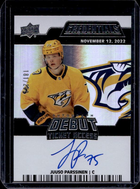 2022 Upper Deck Credentials #DTAA-PN Debut Ticket Access Autographs /299