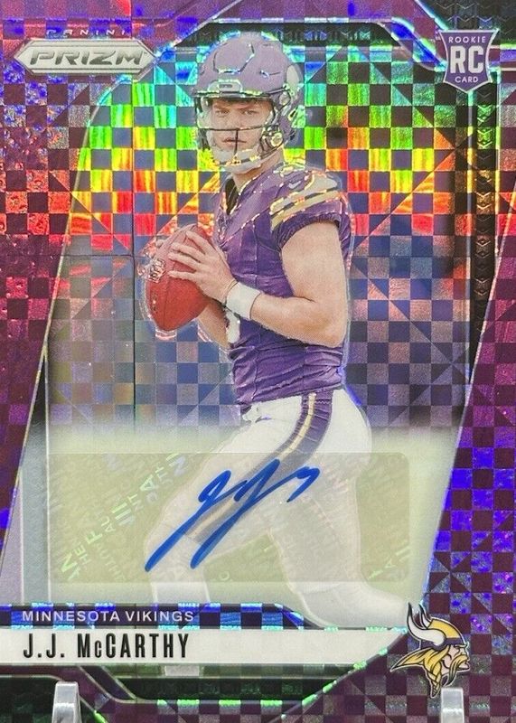 JJ McCarthy 2024 Prizm #400 Rookie Autographs - Purple Power /49 RAW