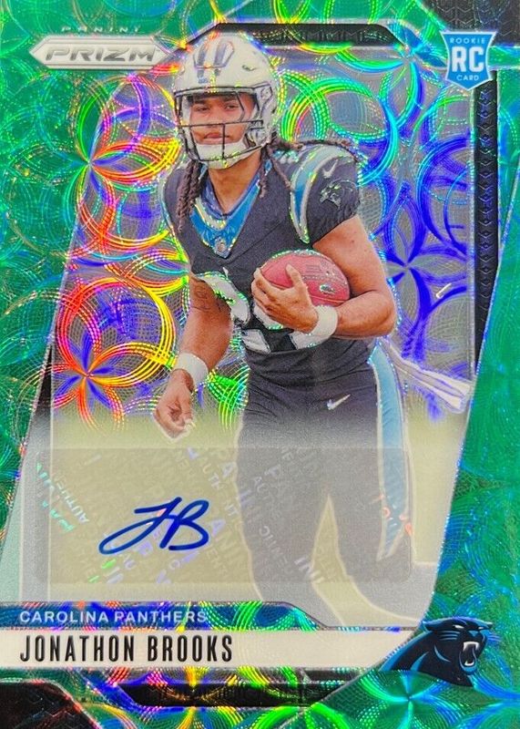 Jonathon Brooks 2024 Prizm #357 Rookie Autographs - Green Scope /75 RAW