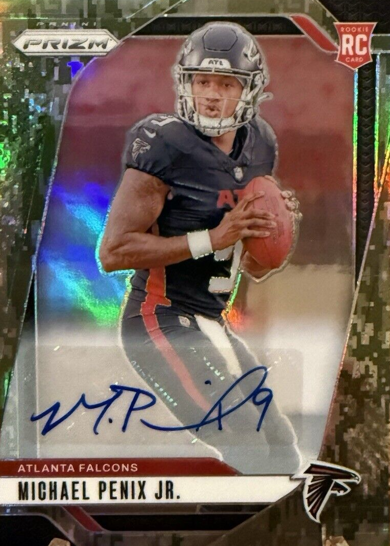 Michael Penix Jr. 2024 Prizm #378 Rookie Autographs - Camo /25