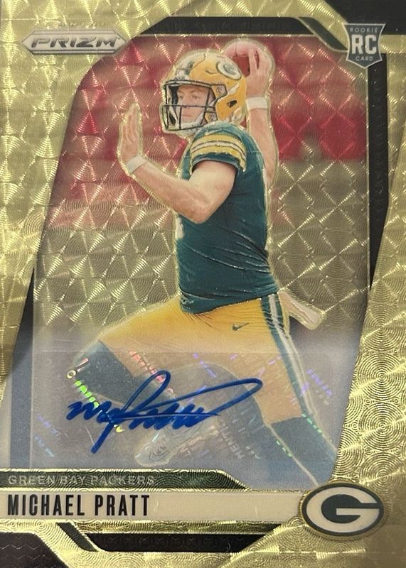 Michael Pratt 2024 Prizm #379 Rookie Autographs - Gold Vinyl /5 RAW