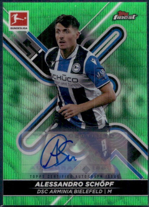 2021 Topps Finest Bundesliga #30 Autographs - Green Wave Refractor /30