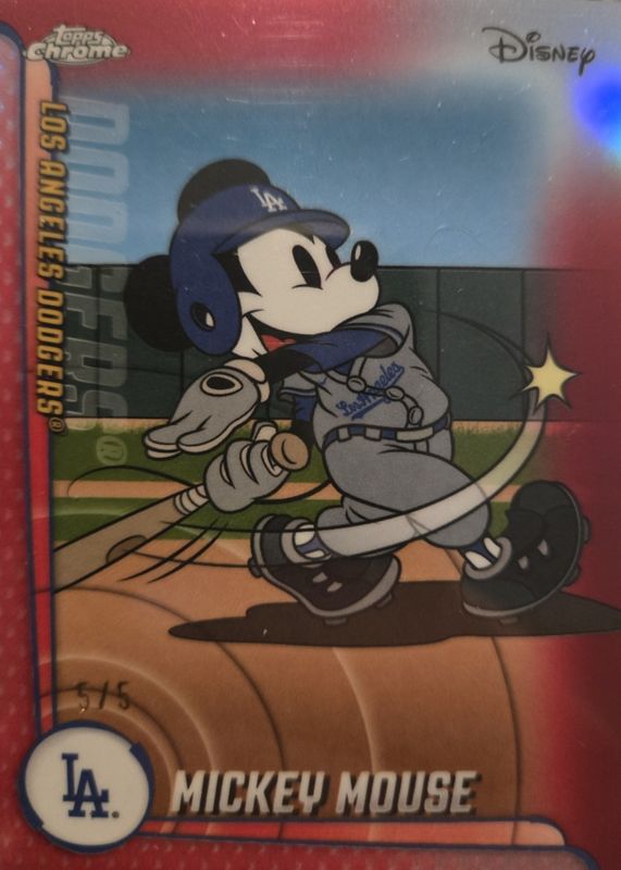 2025 Topps Chrome Update #MLBA-1 Mickey & Friends - Red Refractor /5