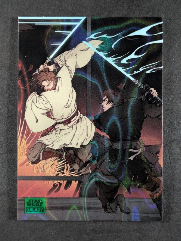2025 Topps Chrome Star Wars Galaxy #DOM-6 Duel on Mustafar - Green Lava Refractor /175