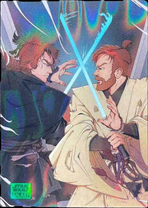 2025 Topps Chrome Star Wars Galaxy #DOM-5 Duel on Mustafar - Green Lava Refractor /175