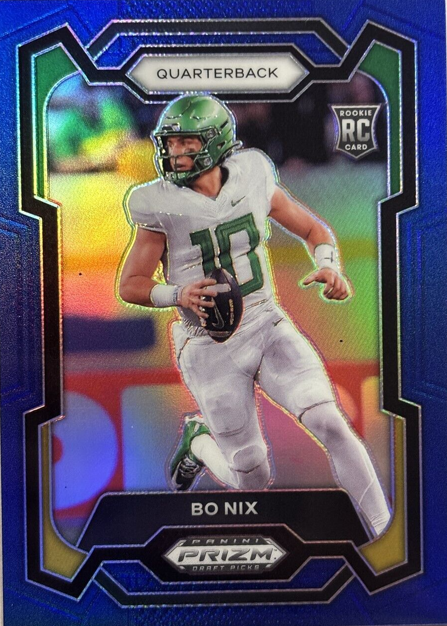 Bo Nix 2024 Prizm Draft Picks #105 Blue /199 Price Guide
