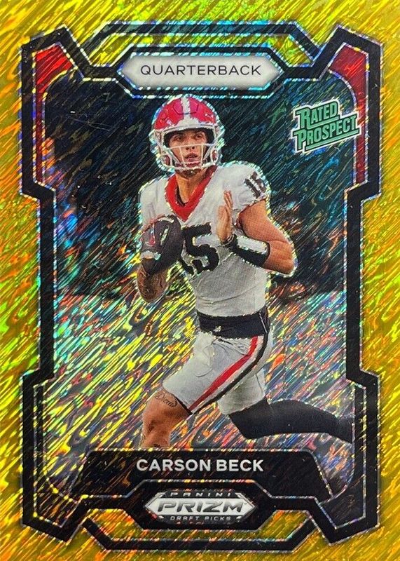 Carson Beck 2024 Prizm Draft Picks #130 Gold Shimmer /15 RAW