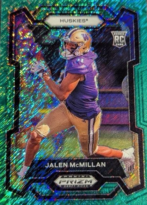 Jalen McMillan 2024 Prizm Draft Picks #133 Green Shimmer /8 Rookie RAW