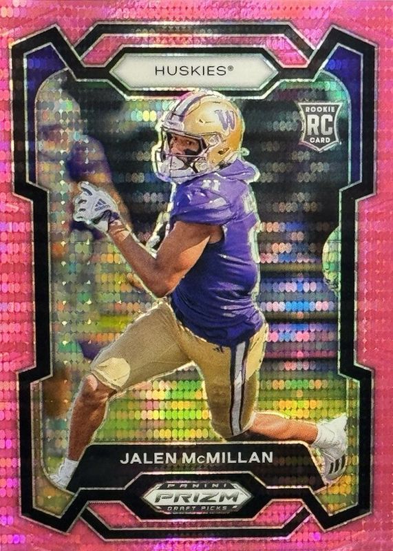 Jalen McMillan 2024 Prizm Draft Picks #133 Neon Pink Pulsar /15 Rookie RAW