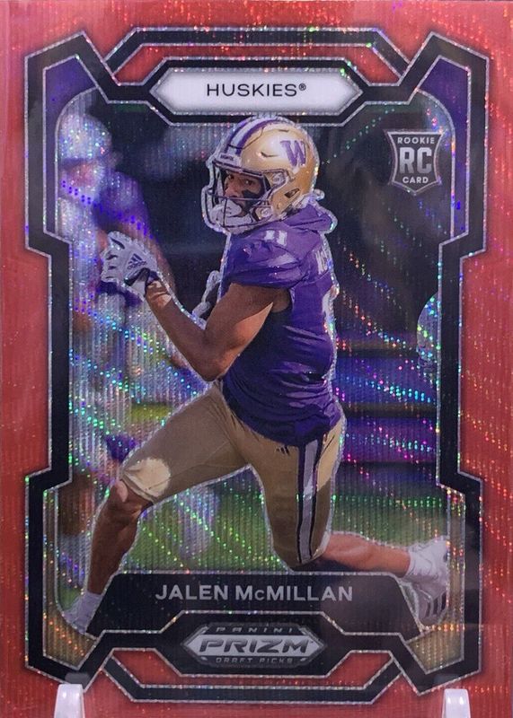 Jalen McMillan 2024 Prizm Draft Picks #133 Ruby Wave Rookie RAW