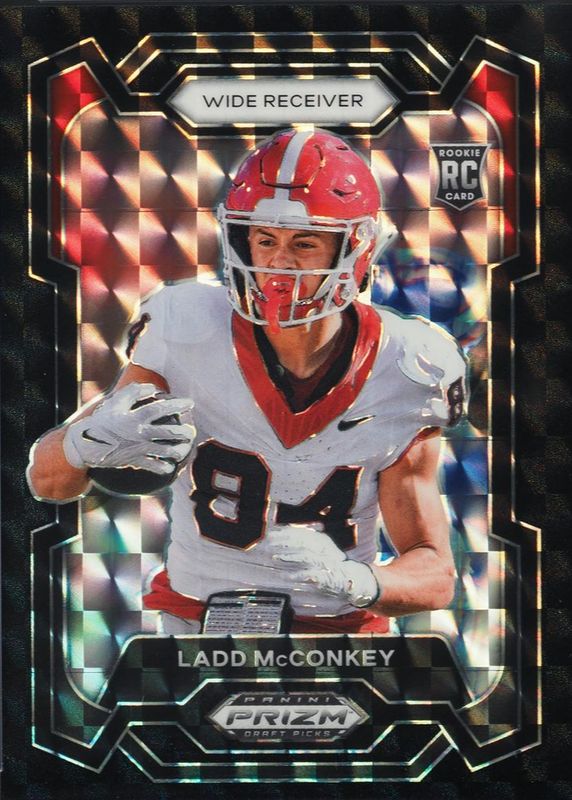 Ladd McConkey 2024 Prizm Draft Picks #180 Black Finite /1 Rookie RAW