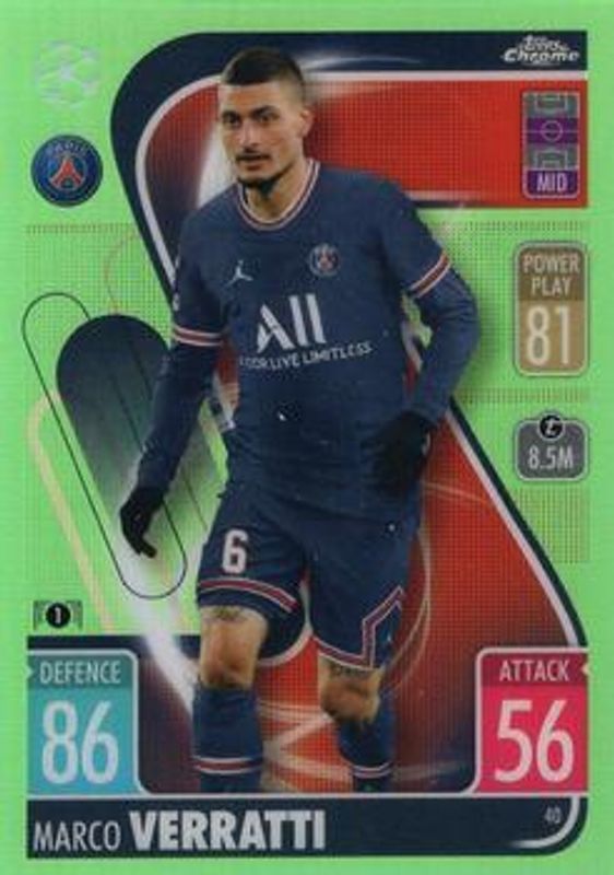 2021 Topps Chrome Match Attax UEFA Champions League & Europa League #40 Neon Green /99