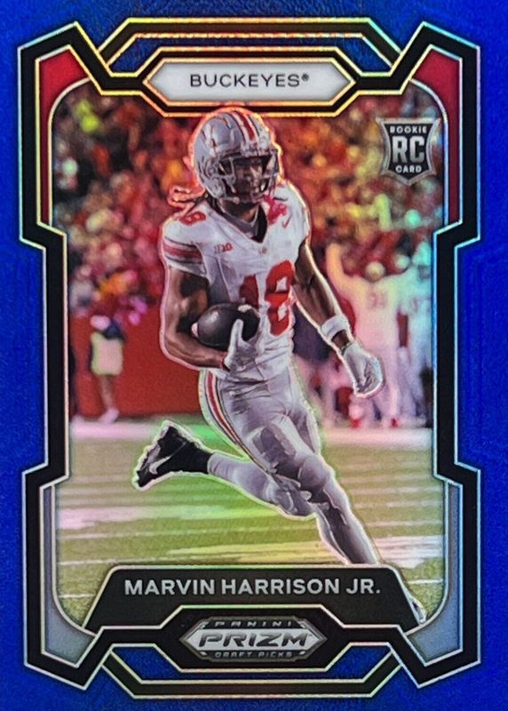 Marvin Harrison Jr. 2024 Prizm Draft Picks #104 Blue /199 Rookie PSA 10