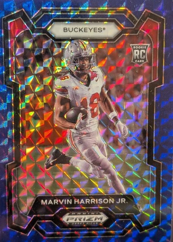 Marvin Harrison Jr. 2024 Prizm Draft Picks #104 Blue Finite /89 Rookie PSA 10