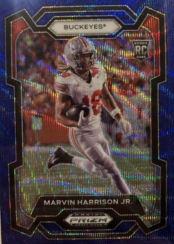 Marvin Harrison Jr. 2024 Prizm Draft Picks #104 Blue Wave /249 Rookie PSA 10