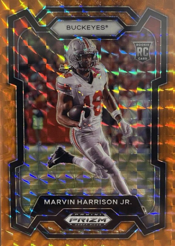 Marvin Harrison Jr. 2024 Prizm Draft Picks #104 Orange Finite /39 Rookie PSA 10