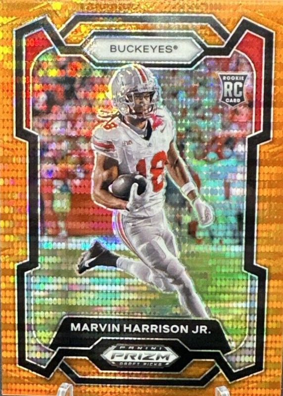 Marvin Harrison Jr. 2024 Prizm Draft Picks #104 Orange Pulsar /49 Rookie PSA 10