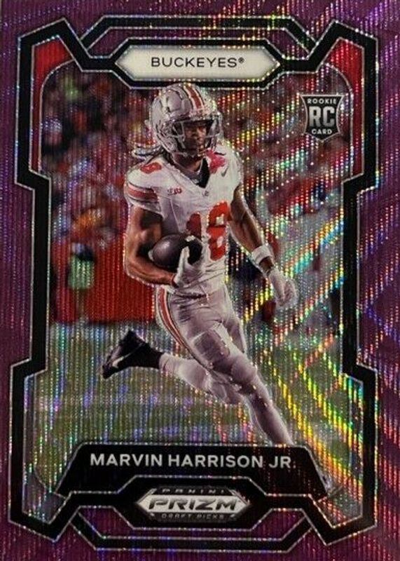 Marvin Harrison Jr. 2024 Prizm Draft Picks #104 Purple Wave Rookie PSA 10