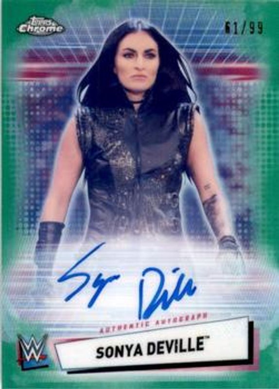 2021 Topps Chrome WWE #A-SD Autographs Green Refractor /99