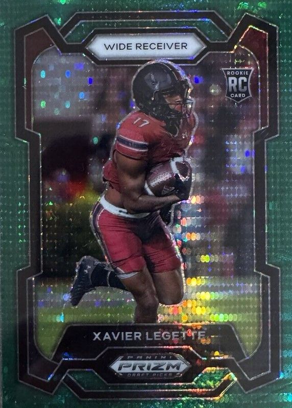 Xavier Legette 2024 Prizm Draft Picks #152 Green Pulsar /25 Rookie RAW